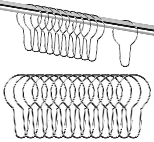 27 ganci per tenda da doccia, in acciaio inox, 70 x 40 mm (argento)