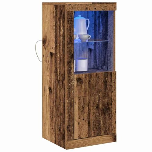 vidaXL LED-sido bord Brun 41 x 37 x 100 cm Konstruerat trä, Modernt rektangulärt skåp, inomhusförvaring, hållbart LED-skåp, mångsidig möbel, rena linjer, organisation