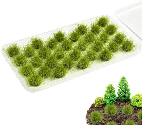 WUSJCOF Touffes d'herbe statiques, 32 pièces, Plantes Modélisme, Herbe Statique Tufts, Fausse Herbe Décoration pour Maquette, Modélisation Ferroviaire, Diorama, Bureau (Vert Sauvage)