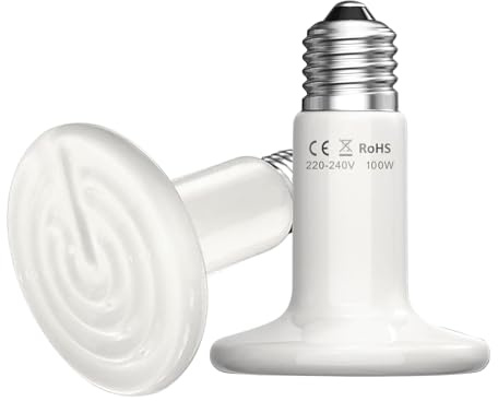 Bocguy 2Pcs Keramik-Wärmestrahler, 50W Reptilien-Wärmelampe,Keramik Reptilien Wärmelampe, Heat Emitter Für Reptilien, Eidechsen, Schlangen, Hühner, Hunde, Katzen