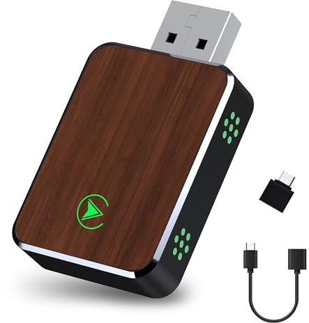 Wireless CarPlay Adapter for iPhone,2025 Upgraded,Plug&Play Easy Setup Apple Carplay Adapter UK Convert Wired to Wireless Apple CarPlay Dongle iOS 12+ & 800+ Cars, USB-C Adapters Included (Brown)