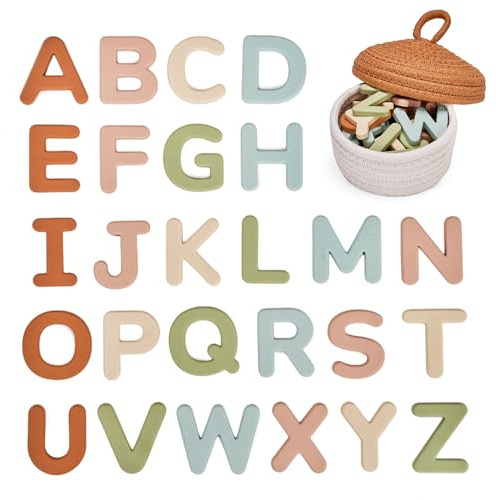 JoyCat Silikon Magnetische Buchstaben, 26 Großbuchstaben Alphabet Kühlschrankmagneten für Kleinkinder und Kinder, Baby Buchstaben Magnete Kühlschrank, ABC Lernspiele Geschenk Jungen Mädchen ab 1 Jahr