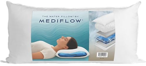 Mediflow Daunen-Alternativ-Wasserkissen – verstellbar zur Linderung von Nackenschmerzen, Seiten-, Rücken- und Bauchschläfern, der ursprüngliche Erfinder des Wasserkissens 40 x 80 cm