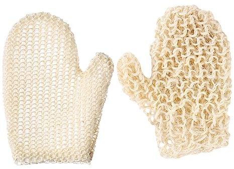 SMASOLO 2pcs Scrubbing Mitts Body Exfoliating Gloves Made of Whole Sisal Hemp for Heavy Exfoliating and Creating Rich Thick Foams, Suitable for Bathing and Skin Care