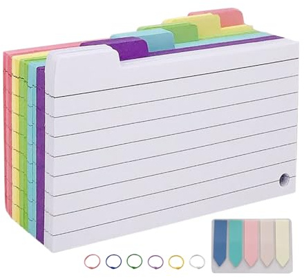 Tarjetas de índice de colores, 300 piezas de tarjetas flash pesadas para estudiar, suministros escolares con calcomanías para recetas, asuntos del hogar, profesores, estudiantes, preparación de