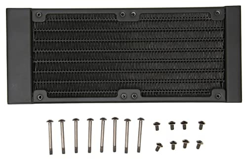 ZJchao Radiateur de Refroidissement à Eau, Radiateur d'échangeur de Chaleur 8 Tuyaux Filetage G1/4 80 Mm Double Ventilateurs échangeur de Chaleur en Alliage d'Aluminium en Aluminium avec Sac de