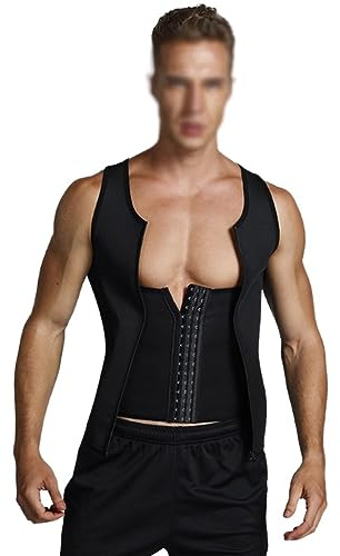 HLTYGWX Kompressionströja för herr Magen Slimming Body Midja Trainervä Ärmlös dragkedja Undertröja Linne Shapewear