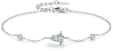 Epinki Weißgold 585 14K Armband Charms Echter Schmuck, Klassiker Geometrisch Frau Armbänder mit Labor Erstellt Diamant Marquiseschliff, Armreif Au585 Gold, 19+3CM