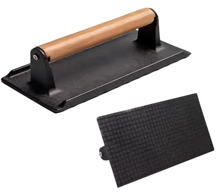 Prensa de hierro fundido, herramienta rectangular para utensilios de cocina, exprimidor de carne de metal para cocinar uniformemente, prensado de grasa resistente, accesorio de plancha con
