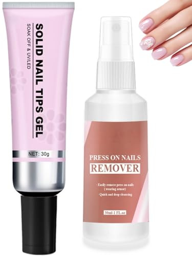 Glue konstkit med gel, gellim för nagelspetsar, solid nagellim gel med UV-ljus och borttagare, gellim för konstgjorda naglar, nagellimssats