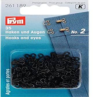 Prym - Prym Steel Nr. 2 Schwarze Haken und Augen - 1 Stück, Black