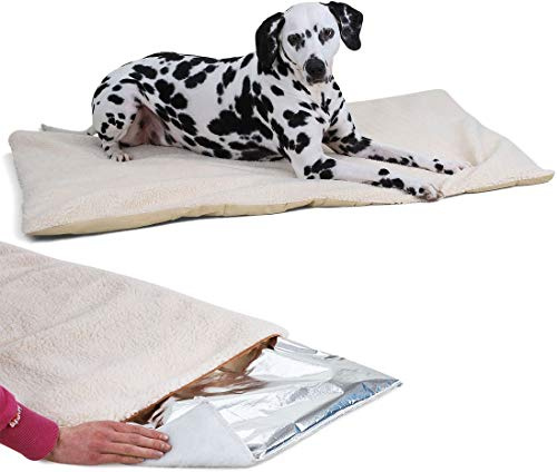 Knuffelwuff Kälteabweisende und wärmeisolierende Thermodecke aus kuscheliges Lammfellimitat, L 75 x 50 cm - Abnehmbarer Bezug - waschbar - für mittelgroße und kleine Hunde
