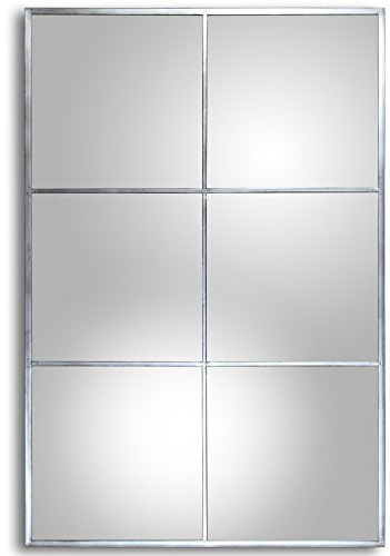 DRW - Espejo de Pared de Hierro Plateado con Forma Ventana Cuadros 80x120x2cm