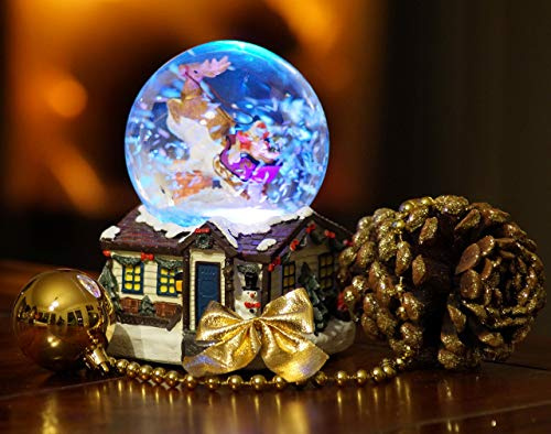 XL LED Schneekugel Weihnachten elektrischer Schneewirbel, viele Melodien und Farbwechsel Weihnachtshaus Glitzerkugel