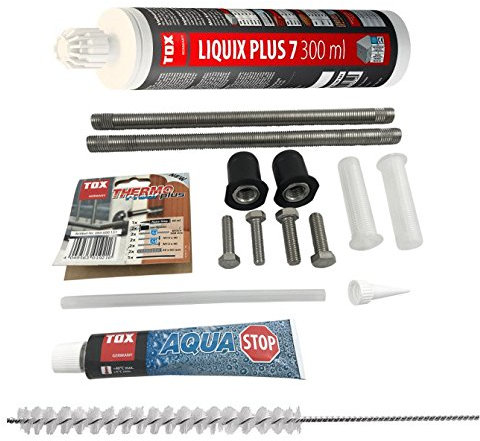 TOX Schwerlast Befestigungsset Abstandsmontagesystem Thermo Proof Plus 2 x M16 A4 mit mit Aqua-Stop + Verbundmörtel Liquix Plus 7 + Zylinderbürste