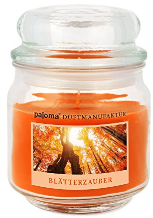 pajoma® Duftkerze ''Blätterzauber'' Sweet Christmas Edition im Bonbonglas, 248 g, Premium Kerze zum verschließen, für Circa 55 Stunden, Kerze perfekt für Weihnachten