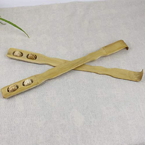 Holz Rückenkratzer Teleskop Kratzhand Long Hand Rückenmassagegerät mit 2 Massage Rollen für Männer Frauen