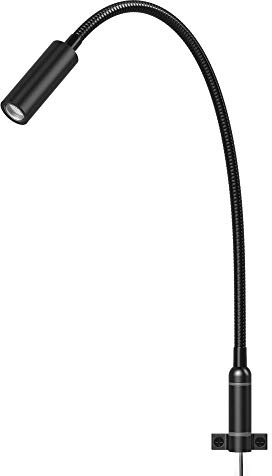 Agese Wall Mounted Reading Light Touch Switch Dimmable LED 3W Warm White 3000K AC Adaptor (Black)