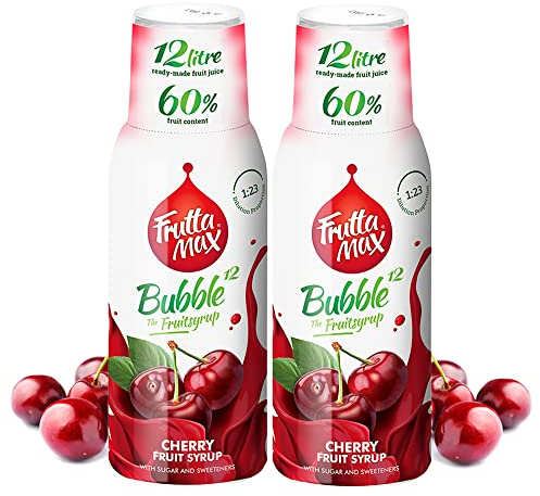 2 Pack - FruttaMax Sour Cherry Syrup | Less Sugar | 60% Real Fruit Concentrate | Suitable for soda Machine 2x500ml