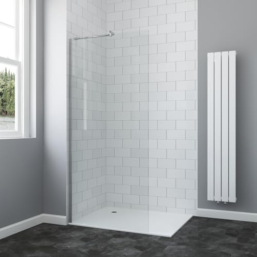 AQUABATOS Walk-in Duschwand Glas 89 x 190 cm Duschabtrennung Dusche Duschtrennwand Glastrennwand Glaswand aus 6 mm ESG Klarglas mit Paralleler Stabilisator