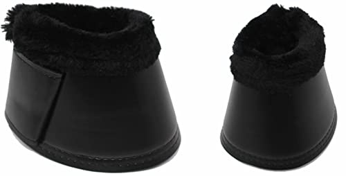 Horse Large Neoprene Padded Overreach Hoof Protection Fleece Bell Boots Black 41HI03BK-L