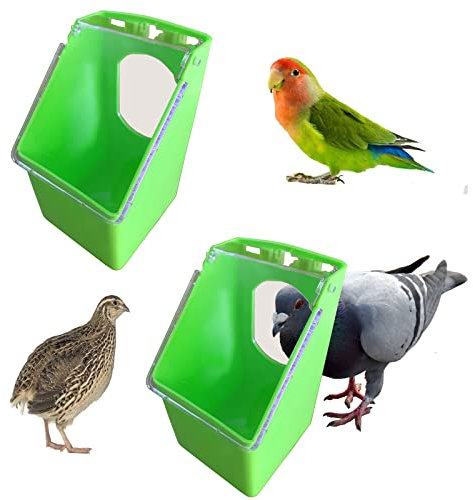 Taubenfutterstation aus Kunststoff, 2 Stück, für Vogelfutter, Hängebox für Geflügel, Tauben, Wachteln, Fütterung, Papageien, Wellensittiche, Sittich, Käfig (EIN Loch)