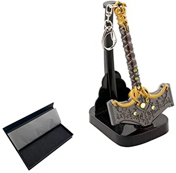 hanaiette 1pc God of War Chaos Blade Thunder Hammer Axe Sword Weapon Model Keychain with Display Stand (Boxed model 1)