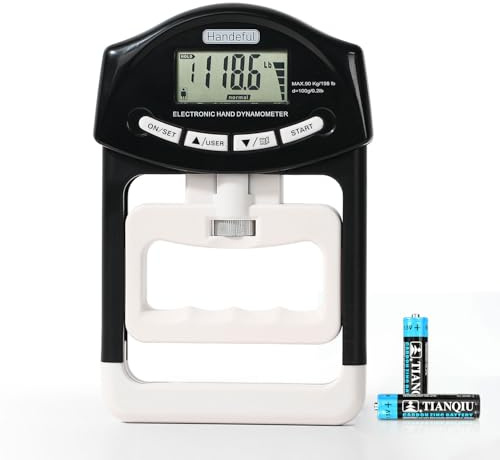 Digital Hand Dynamometer Grip Strength Measurement Meter Auto Capturing Electronic Hand Grip Power 198Lbs / 90Kgs BLACK