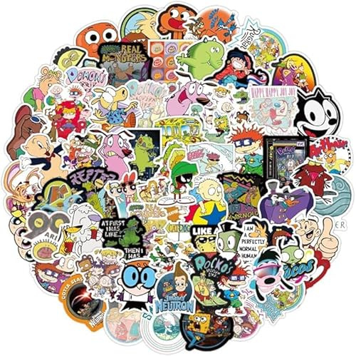 100PCS 90s Cartoon Stickers for Laptop Water Bottle Luggage Snowboard Bicycle Skateboard Decal for Kids Teens Adult Stickers