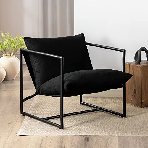 Zinus Aidan Sling Accent Chair, Metal Framed Armchair with Shredded Foam Cushioning, Black