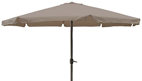 INDA-Exclusiv XXL Alu Sonnenschirm Ø 4 m UV30+ Kurbelschirm Gartenschirm Marktschirm Krempe Sonnenschutz mit Kurbel Gartenschirm, Farben:Taupe