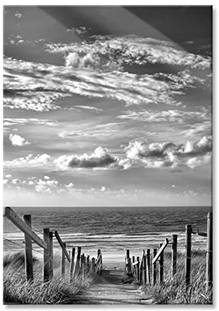 Pixxprint Glasbild, Wandbild aus Echtglas, Weg zum Strand am Meer, 40x60 cm, inkl. Aufhängung und Abstandshalter