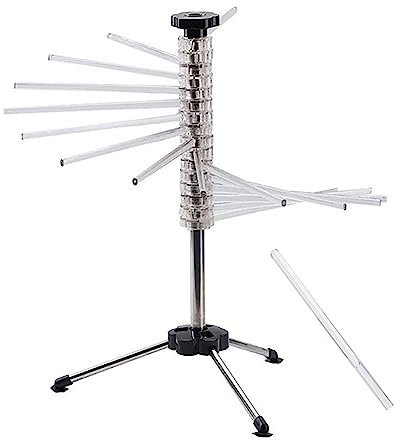 TRAGLO Séchoir à pâtes Pliable Séchoir à Spaghetti pour jusqu'à 2 kg de pâtes Séchoir à pâtes Support à pâtes Séchoir à pâtes Assemblage Rapide pour Un Nettoyage Facile Bras rotatifs Transparent