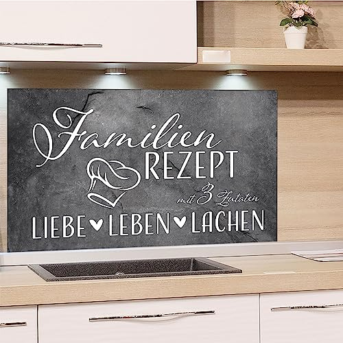 GRAZDesign Spritzschutz Küchenrückwand Glas Küche für Herd & Küchenspüle, Grau mit Spruch - Glasplatte für Rückwand Küchenwand Wandschutz 60x40cm
