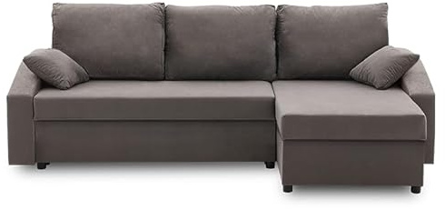 Ecksofa Hewlet Plus mit schlaffunktion - Funktionelles Design - Auswahl an Farben - Bettkasten - Rückenkissen - dekorative Kissen (MIKRO 27)