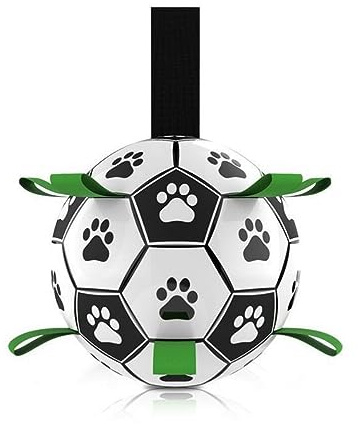 KOMUNJ Hundespielzeug Ball, Hundefußball mit Griff, Hundeball unzerstörbar für kleine und mittelgroße Rassen, 15cm Durchmesser, Fußball Interaktives Hundetraining und Übungsspielzeug