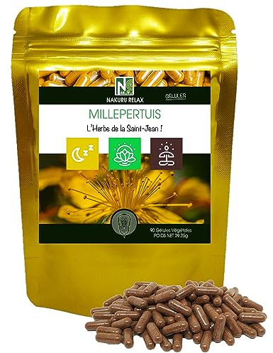 NAKURU | Millepertuis | Gamme Relax | Fabriqué en France | L’Herbe de la Saint-Jean! (90 Gélules Végétales de 325mg / Poids Net: 29,25g)