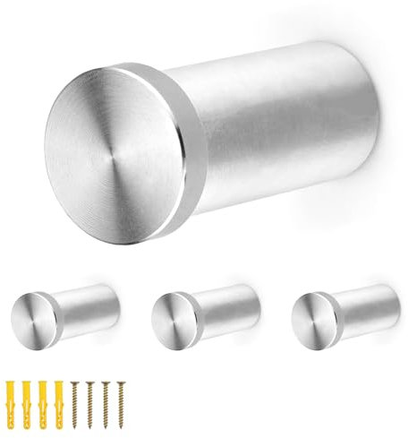 SRJQXH 4 Stück Garderobenhaken Edelstahl, Handtuchhaken zum Bohren, Wandhaken zum Schrauben, Kleiderhaken für Badezimmer, Küche und Schlafzimmer, Trägt Bis Zu 15 kg