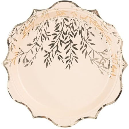 Générique - 8 Assiettes Carton Jolis BRINS 23CM Blush