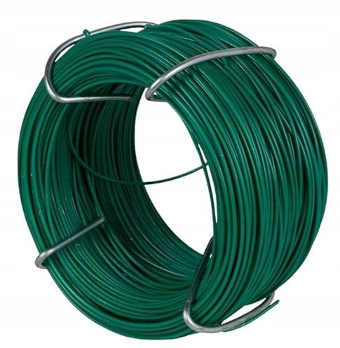 HUW - Spanndraht für Netze im Gartenbau, PVC-beschichteter grüner Gartenzaun, Zaundraht (4,5mm x 50m)
