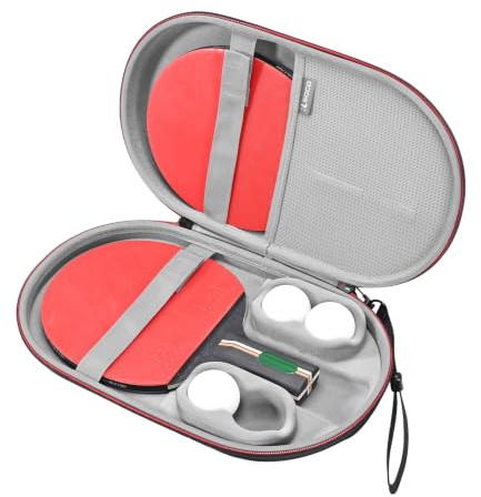 RLSOCO Fodral för Bordtennisracket/Pingisracket/Pingisracket Bordtennisracket med Kantig Form, Passar för 2 Racketar och 4 Bollar (Endast Fodral)