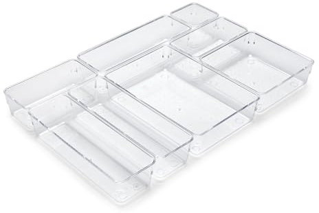 Emuca - Kit de 8 seaux organisateurs pour tiroirs, Plastique, Transparent
