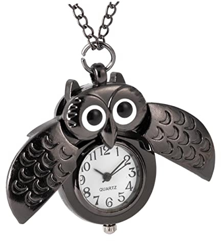 WOFASHPURET Retro Taschenuhr in Eulenform mit Halbmondmotiv aus Legierung und Kunststoff Leicht Ablesbar und Dekorativ Kleines Geschenk für Freunde