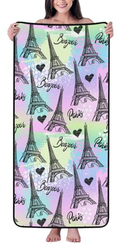 Novastar Toallas de baño de algodón para baño, toallas de microfibra de ensueño con flores de torre para toallas de baño corporales, toalla de playa personalizada de secado rápido, toallas de ducha