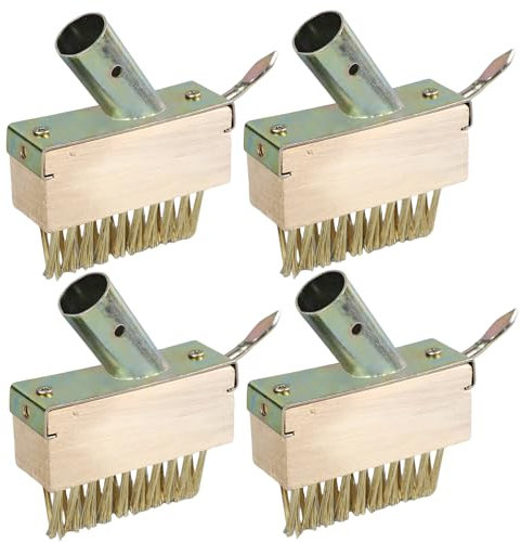 Unkraut Fugenbürste, 4 Stück Unkrautbürste, Stahlbürste mit Stiel, Ersatzbürsten Fugenreiniger Fugenkratzer Gartenbesen für Fugenreinigung | Drahtbesen 4er pack