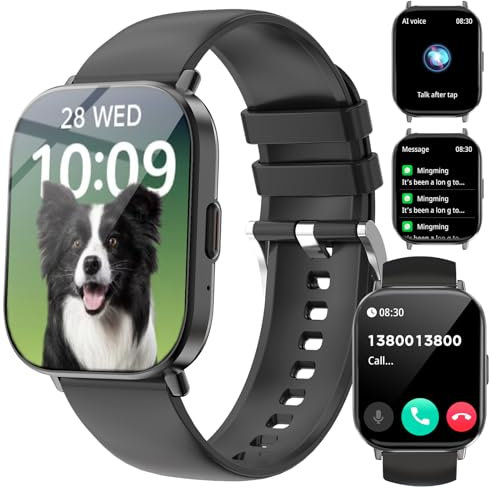 Fitoncloud Smartwatch Herren Damen mit Telefonfunktion, 2,01 Zoll HD Touchscreen Fitnessuhr mit 120+ Trainingsmodi, IP67 Wasserdicht Smart Watches für iOS Android Phone, Schwarz