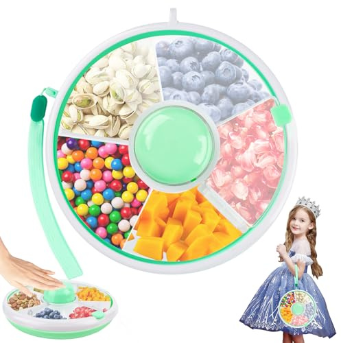 Snack Spinner, Round Snack Box Children, Snack Box with Compartments, Snack Containers, Portable Snack Plates, Snack Bowl, Snack Spinner, Snack Box with Lid, Snack Bowls, Snack Box for Outdoor Family