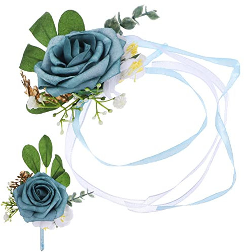 STOBAZA Boutonniere-Set Für Hochzeitsfeiern Künstliche Handgelenk-Corsage Brautsträuße Für Hochzeit Bräutigam Boutonniere Corsage-Armband