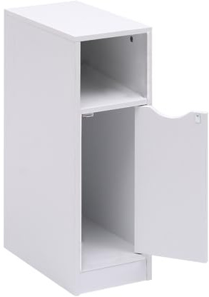 PCGAGA Schmaler Nachttisch mit Türaufbewahrung, kleiner Schlafzimmeraufbewahrungsschrank, Nachttischlampe, schmaler Nachttisch für Schlafzimmer (einfarbig, weiß, schlank)