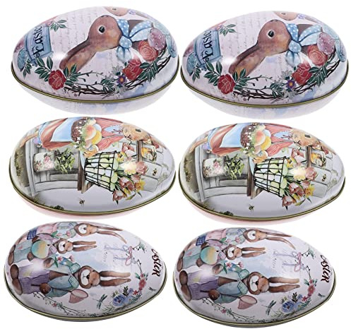 DIYEAH 6 Pezzi Scatola di caramelle per uova di Pasqua stuffers caramella confezione pasquale confezione dolci portabiscotti in banda stagnata porta biscotti portatile